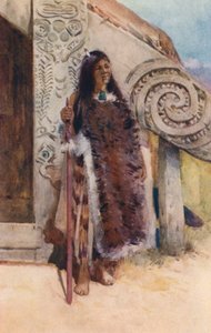 Nueva Zelanda: A Maori Chieftainess (litografía en color)