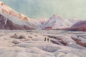 Nueva Zelanda: El glaciar Tasman (litografía en color)