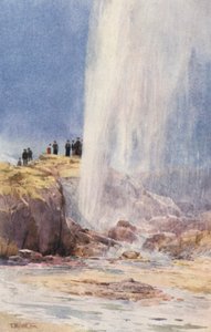 Nueva Zelanda: Wairoa Geyser (litografía en color)