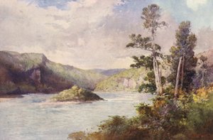 Nueva Zelanda: White Cliffs, Buller River (litografía en color) de Frank H Wright
