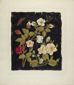 Flores hechas a mano sobre negro, 1935-1942 de Frank J Mace
