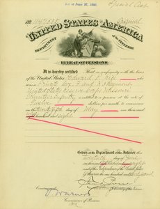 Aviso de derecho a pensión a Edward Parker Rice, 20 de junio de 1908