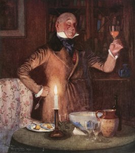 Mr. Micawber en su Elemento (litografía en color)