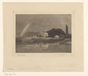 Fardos de heno en vagones a orillas del Támesis Haymaking en el Támesis cerca de Wargrave de Frank Short (signed by artist)