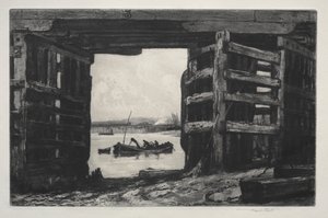 Un tramo del viejo puente de Battersea de Frank Short