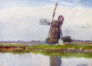 Norfolk Broads: País de molinos sobre Stokesby (litografía en color) de Frank Southgate