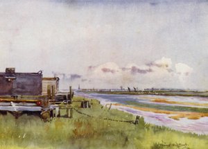 Norfolk Broads: Yarmouth desde Breydon (litografía en color) de Frank Southgate