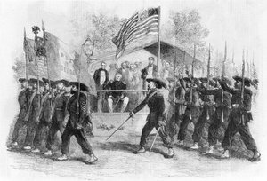 Desfile de la "Guardia Garibaldi" ante el Presidente Lincoln, 1861-1865 (c1880) de Frank Vizetelly