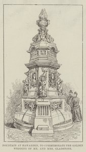Fuente en Hawarden, para conmemorar las bodas de oro del Sr. y la Sra. Gladstone de Frank Watkins
