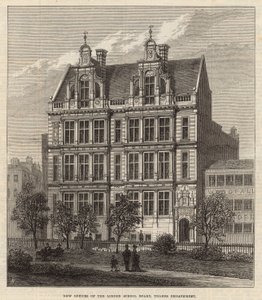 Nuevas oficinas de la Junta Escolar de Londres, Thames Embankment (grabado) de Frank Watkins
