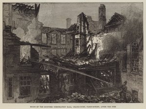 Ruinas del Scottish Corporation Hall, Crane-Court, Fleet-Street, después del incendio