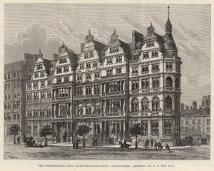 El Club Constitucional, Northumberland Avenue (grabado) de Frank Watkins