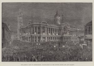La visita de la Reina a Birmingham, Iluminación de la Casa del Consejo y la Galería de Arte de Frank Watkins