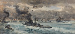 La batalla de Jutlandia (acuarela) de Frank Watson Wood
