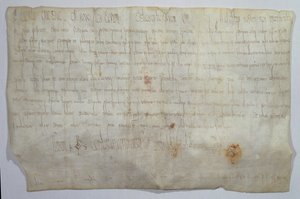 Documento firmado por el emperador Carlomagno (742-814) con su monograma (vitela) de Frankish School