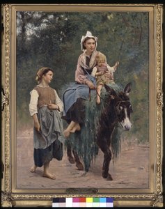 Familia campesina italiana, fecha desconocida (óleo sobre lienzo) de François Alfred Delobbe