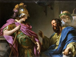 Alcibíades siendo enseñado por Sócrates