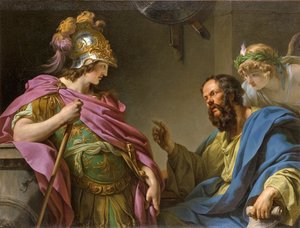 Alcibíades siendo enseñado por Sócrates