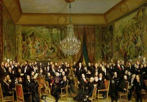 El salón de Alfred Emilien, Conde de Nieuwerkerke 1811-1892 en el Louvre, 1855 de François August Biard