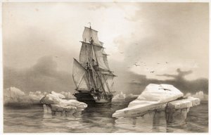 Corbeta "La Recherche" cerca de la Isla del Oso el 7 de agosto de François Auguste Biard