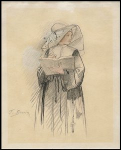 Una monja sosteniendo un libro y una pluma, 1827-87