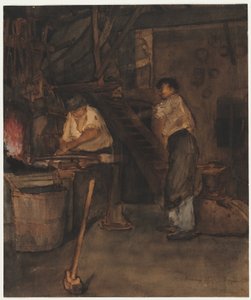 Estudio para La herrería: Recuerdo de Le Tréfort de François Bonvin
