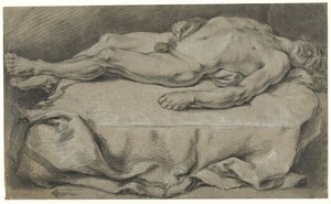 Estudio anatómico del desnudo masculino reclinado de François Boucher (manner of)