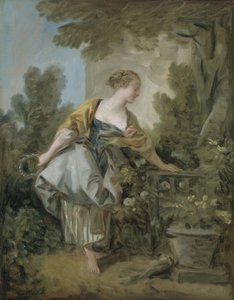 Una joven en un parque de François Boucher