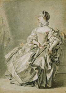 Una joven sentada de perfil a la izquierda de François Boucher