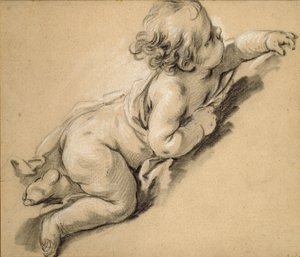 Un putto reclinado a la derecha, mediados del siglo XVIII de François Boucher