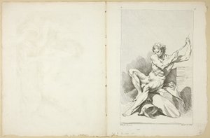 Desnudo Académico (recto y verso), del Segundo Libro de Figuras de Academias grabadas en Parte por los Profesores de la Academia Real de François Boucher