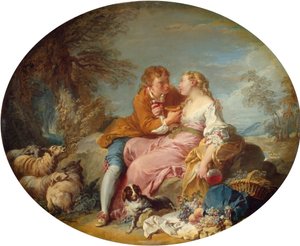 Boucher - Escena pastoral, principios de la década de 1730 de François Boucher