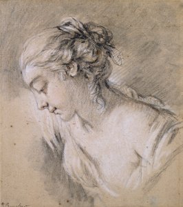 Busto de una niña de perfil a la izquierda, mediados del siglo XVIII de François Boucher
