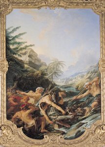 La caza del cocodrilo (óleo sobre lienzo) de François Boucher