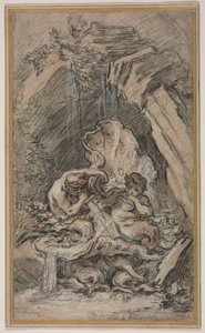 Fuente con Dos Tritones Soplando Conchas, c. 1736 de François Boucher