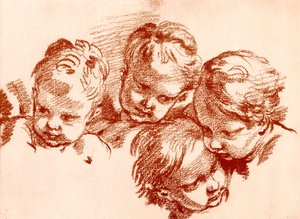 Cuatro estudios de cabezas de niños