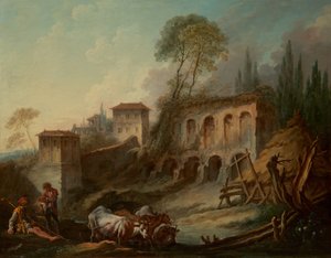 Paisaje Imaginario con la Colina Palatina desde Campo Vaccino de François Boucher