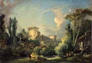 Paisaje con Castillo y Molino de François Boucher
