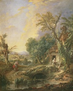Paisaje con un ermitaño, 1742 de François Boucher