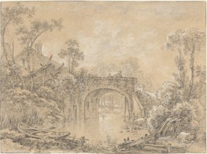 Paisaje con un Puente Rústico de François Boucher