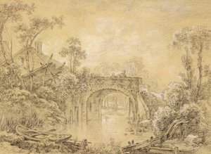 Paisaje con un puente rústico, c.1740 de François Boucher