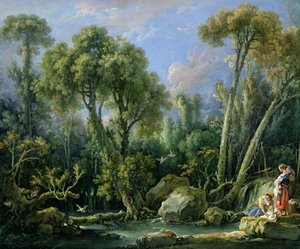 Lavanderas en un paisaje, 1760 de François Boucher