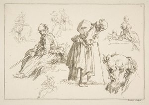 Hoja de bocetos, 1753 de François Boucher