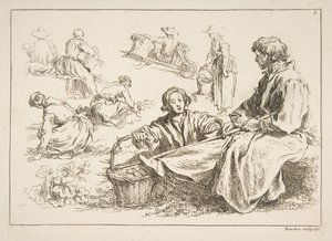 Hoja de Bocetos de François Boucher