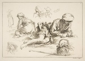 Hoja de bocetos de François Boucher