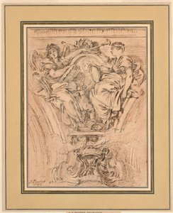 Decoración de spandrel: Fama y Verdad aplaudiendo a Luis XV