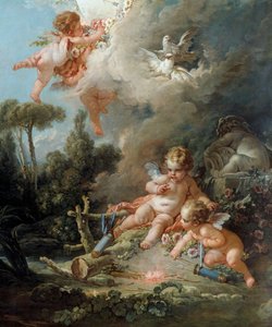 El Ángel (detalle) Amor Objetivo. Pintura de François Boucher (1703-1770) 1758 de François Boucher