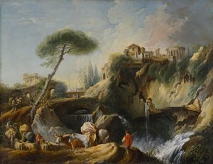 Vista de Tívoli con el Templo de Vesta, c.1749 de François Boucher