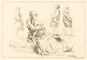 Estudios de Figuras incluyendo Madre Sentada y Niño de François Boucher after Abraham Bloemaert
