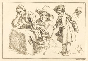 Estudios de figura incluyendo niño de pie sosteniendo una jarra de François Boucher after Abraham Bloemaert